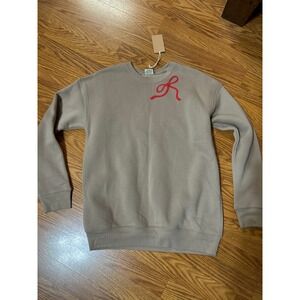 Oat Collective Tan Bow Sweatshirt Red Coquette/Bow Crewneck Pullover Medium NEW